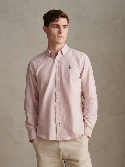Mens Peached Oxford Shirt Sepia Rose