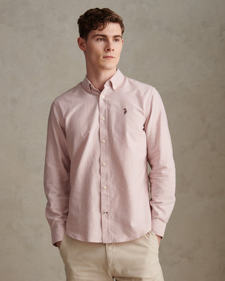 Mens Peached Oxford Shirt Sepia Rose