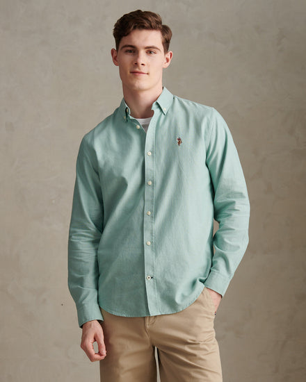 Mens Peached Oxford Shirt Aquifer