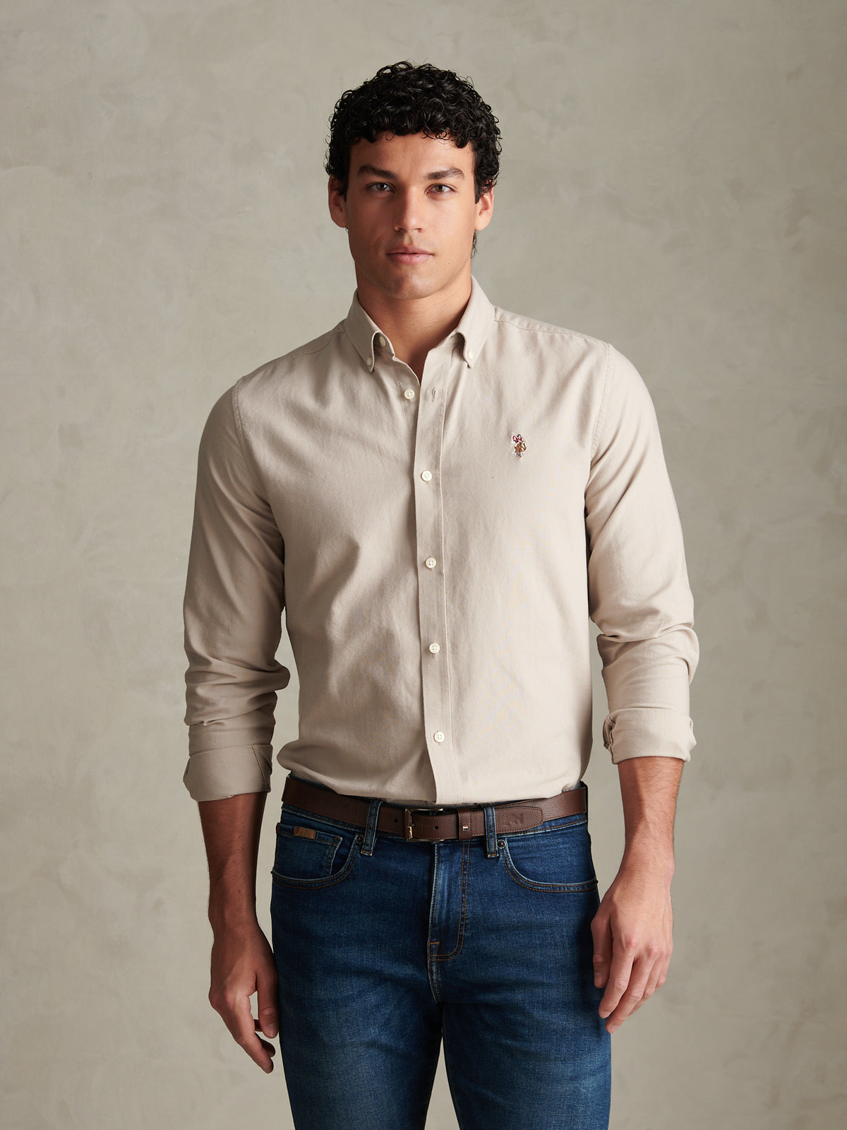 Mens Peached Oxford Shirt Nacreous Clouds