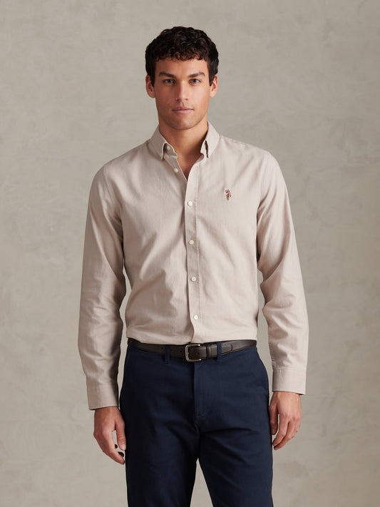 Mens Peached Oxford Shirt  in String