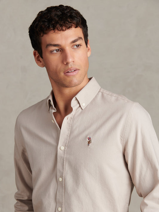 Mens Peached Oxford Shirt  in String