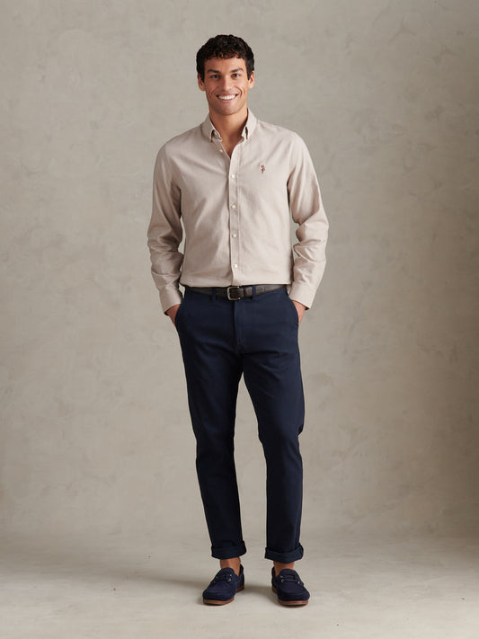 Mens Peached Oxford Shirt  in String