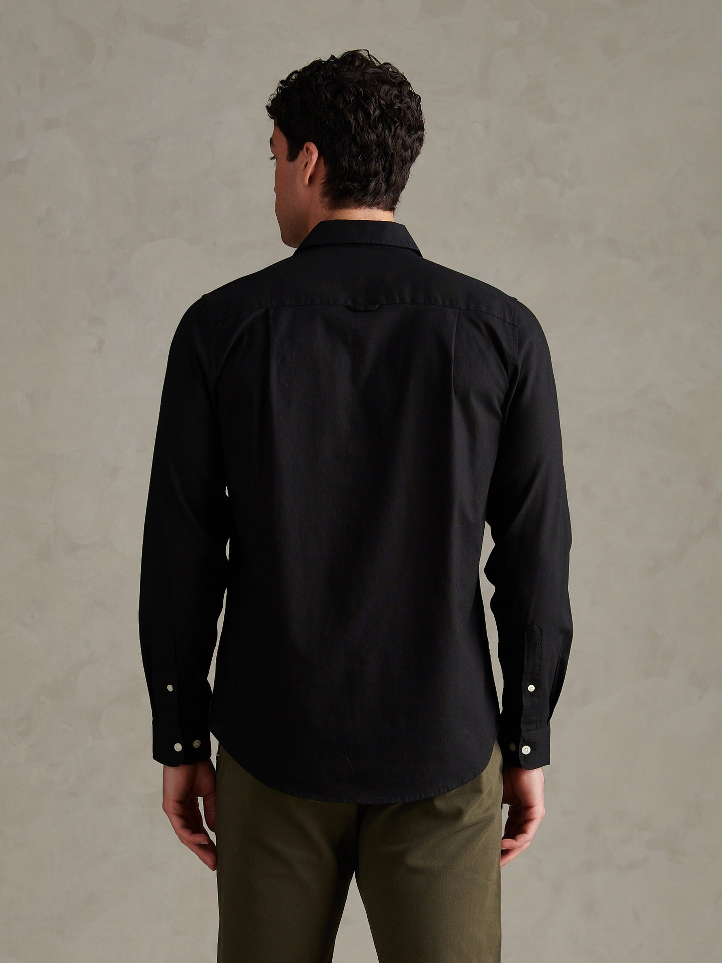 Mens Linen Blend Shirt Black