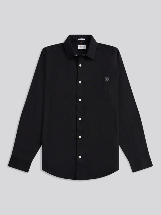 Mens Linen Blend Shirt Black