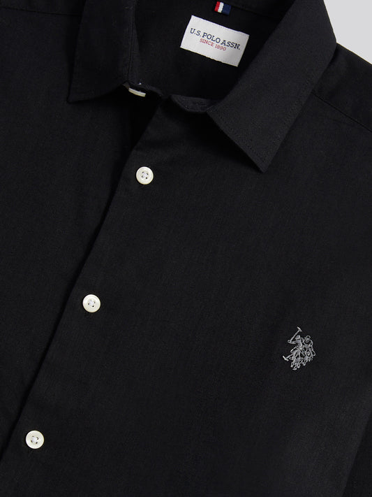 Mens Linen Blend Shirt Black