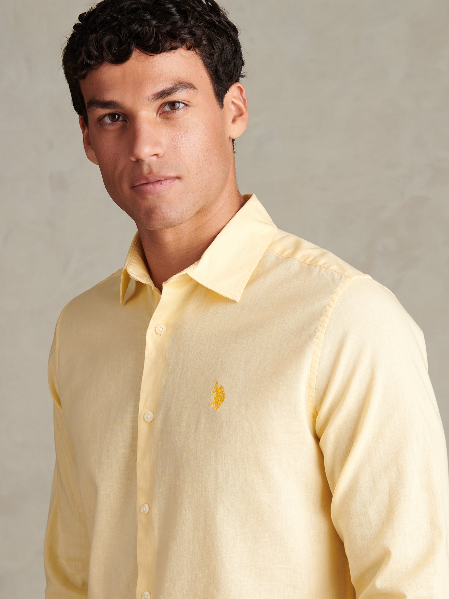 Mens Linen Blend Shirt Double Cream