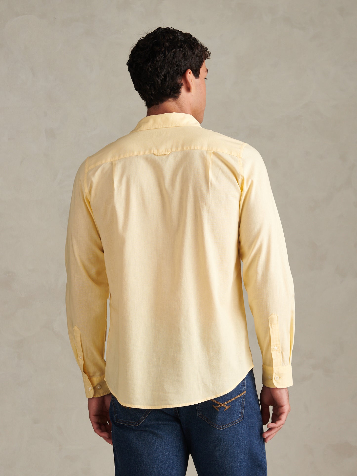 Mens Linen Blend Shirt Double Cream