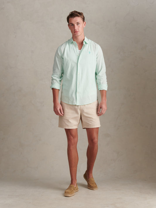 Mens Linen Blend Shirt Honeydew