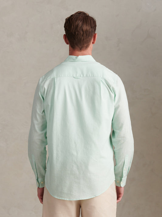 Mens Linen Blend Shirt Honeydew
