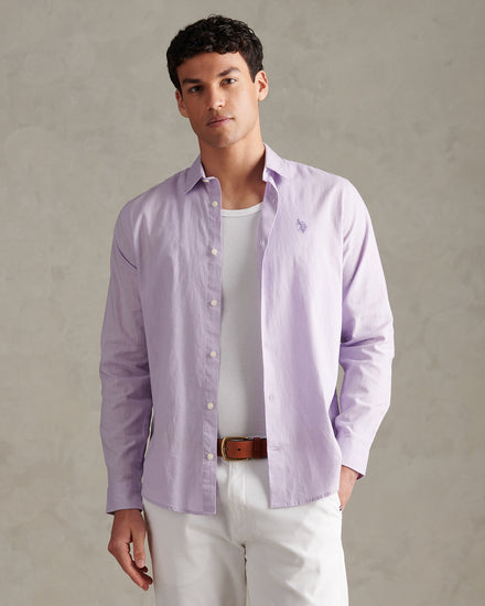 Mens Linen Blend Shirt Pastel Lilac