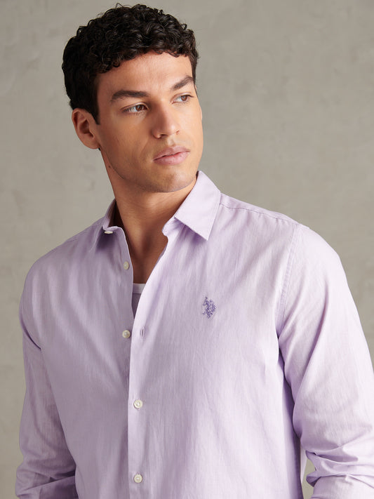 Mens Linen Blend Shirt Pastel Lilac