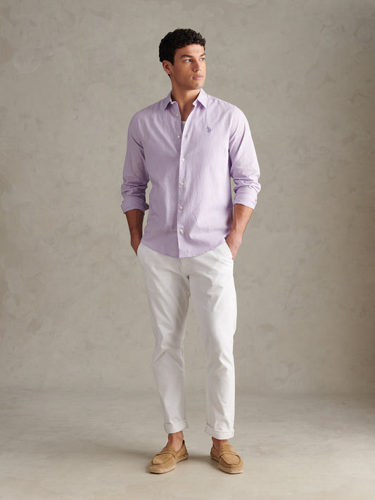 Mens Linen Blend Shirt Pastel Lilac