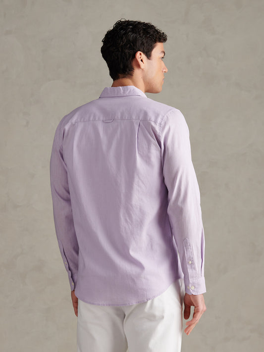 Mens Linen Blend Shirt Pastel Lilac