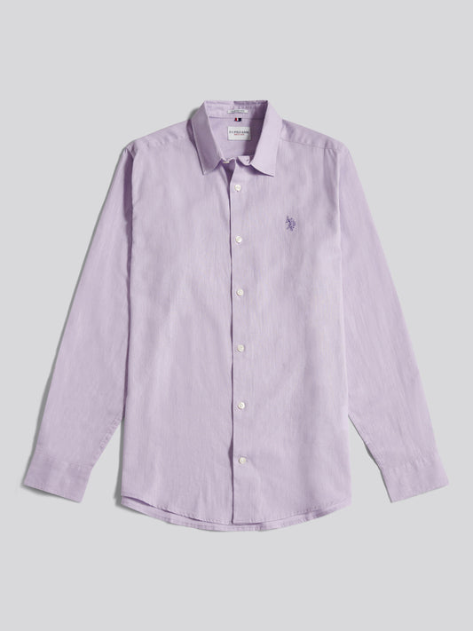 Mens Linen Blend Shirt Pastel Lilac