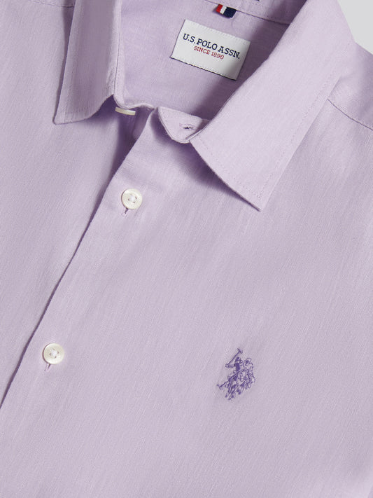 Mens Linen Blend Shirt Pastel Lilac