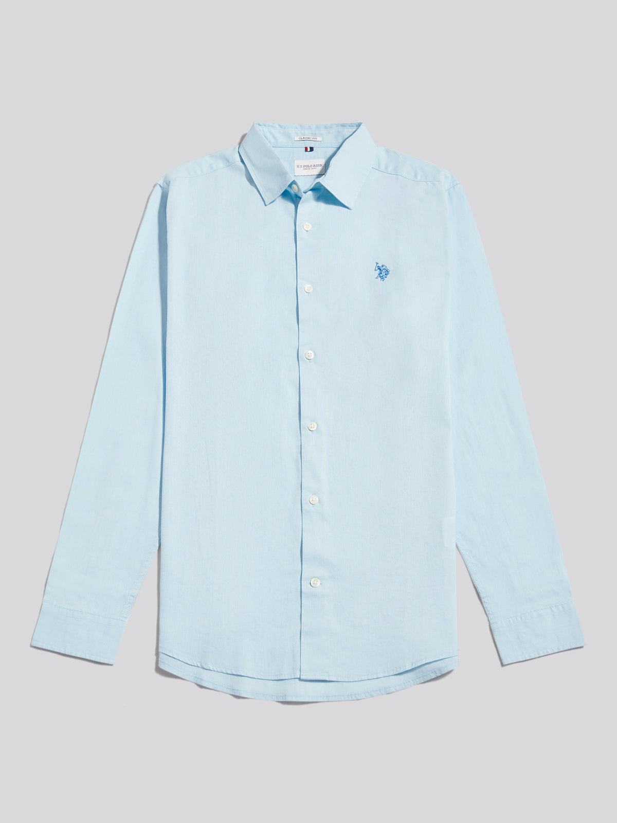 Mens Linen Blend Shirt Cool Blue