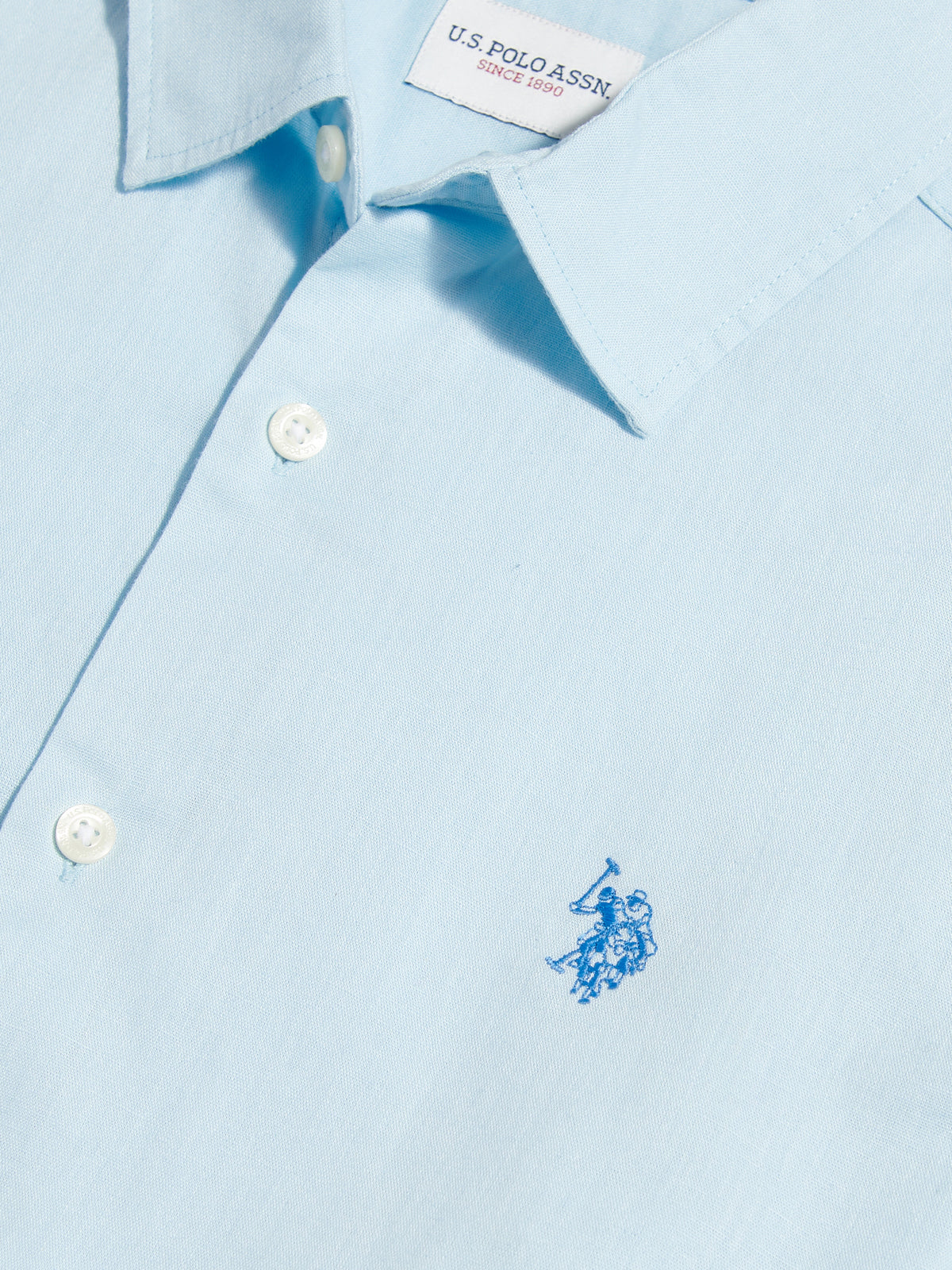 Mens Linen Blend Shirt Cool Blue