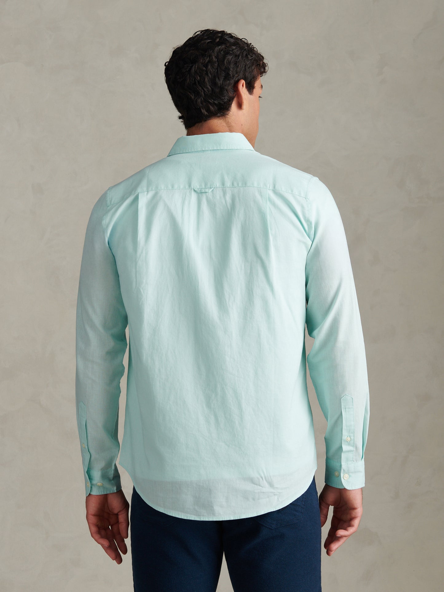 Mens Linen Blend Shirt Icy Morn