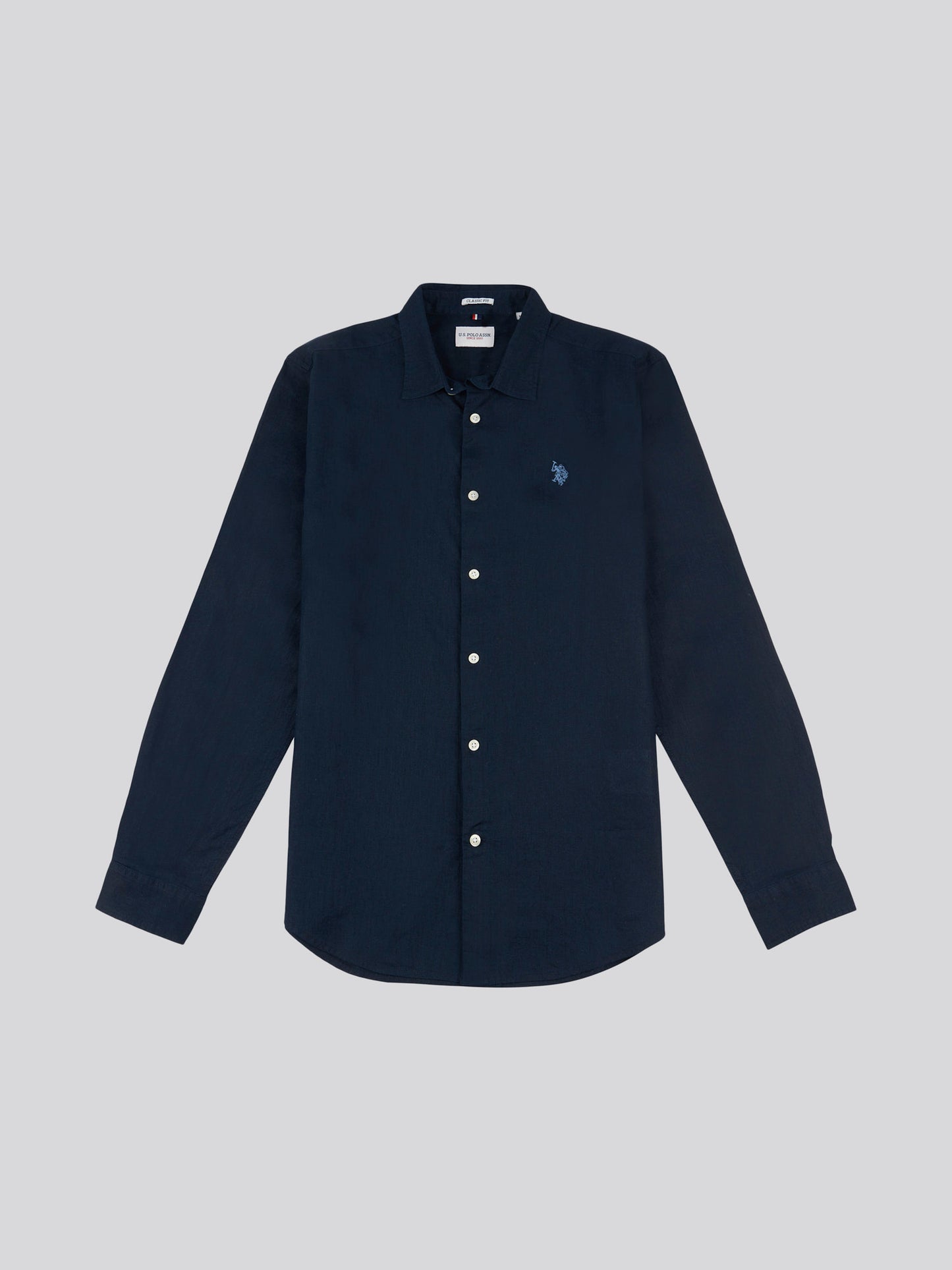 Mens Linen Blend Shirt Dark Sapphire Navy / Moonlight Blue DHM