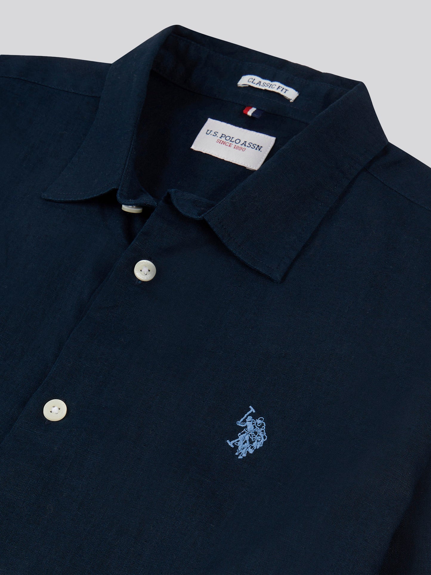 Mens Linen Blend Shirt Dark Sapphire Navy / Moonlight Blue DHM