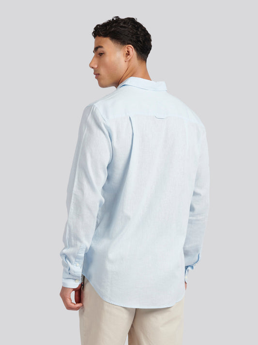 Mens Linen Blend Shirt Ice Blue