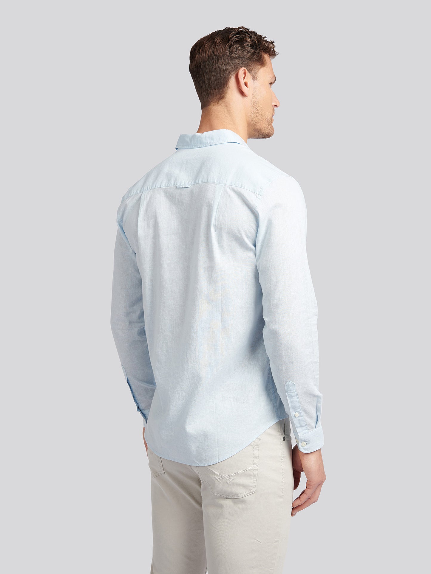 Mens Linen Blend Shirt Ice Blue