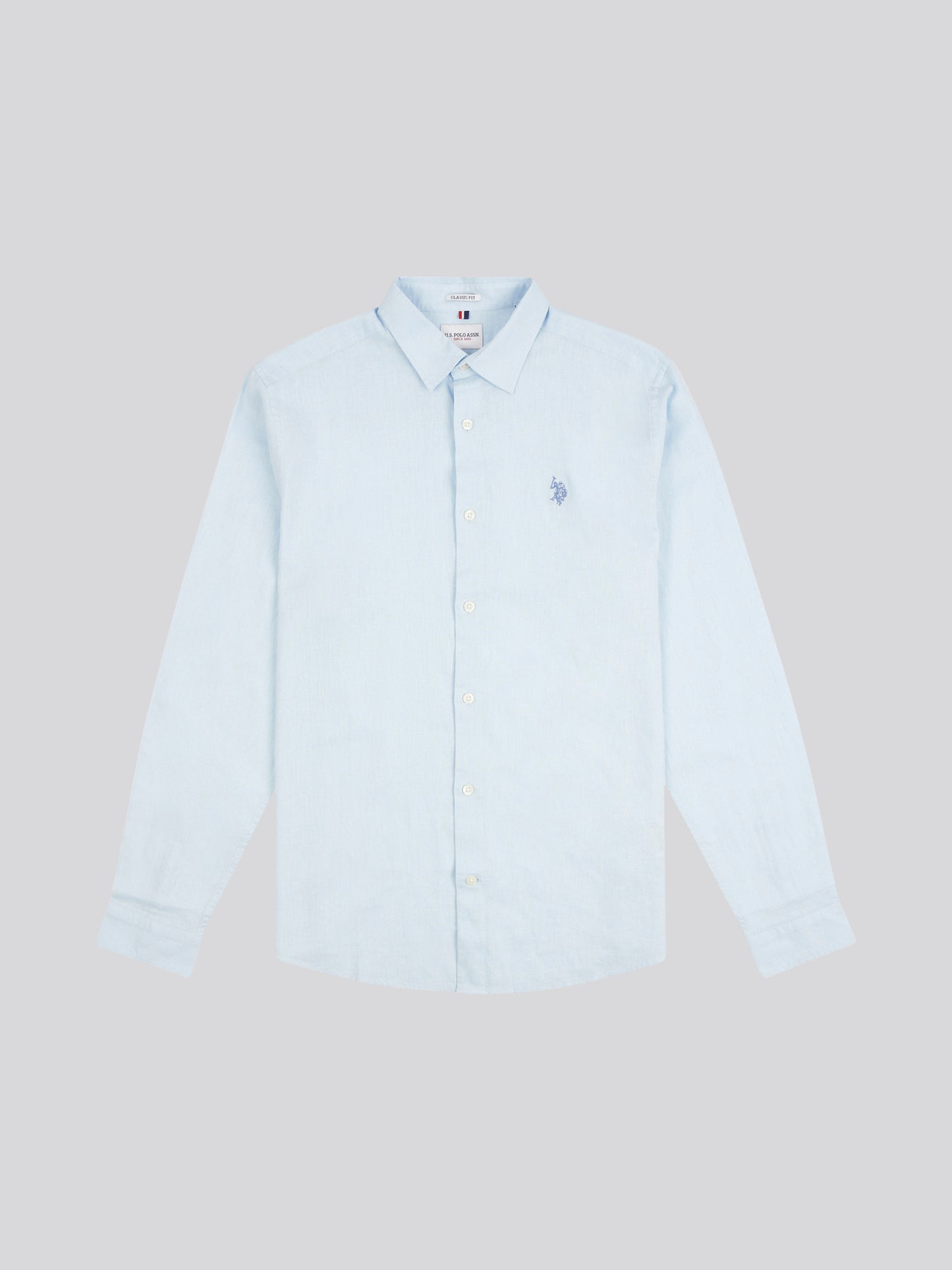 Mens Linen Blend Shirt Ice Blue