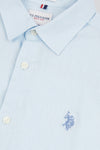 Mens Linen Blend Shirt in Ice Blue