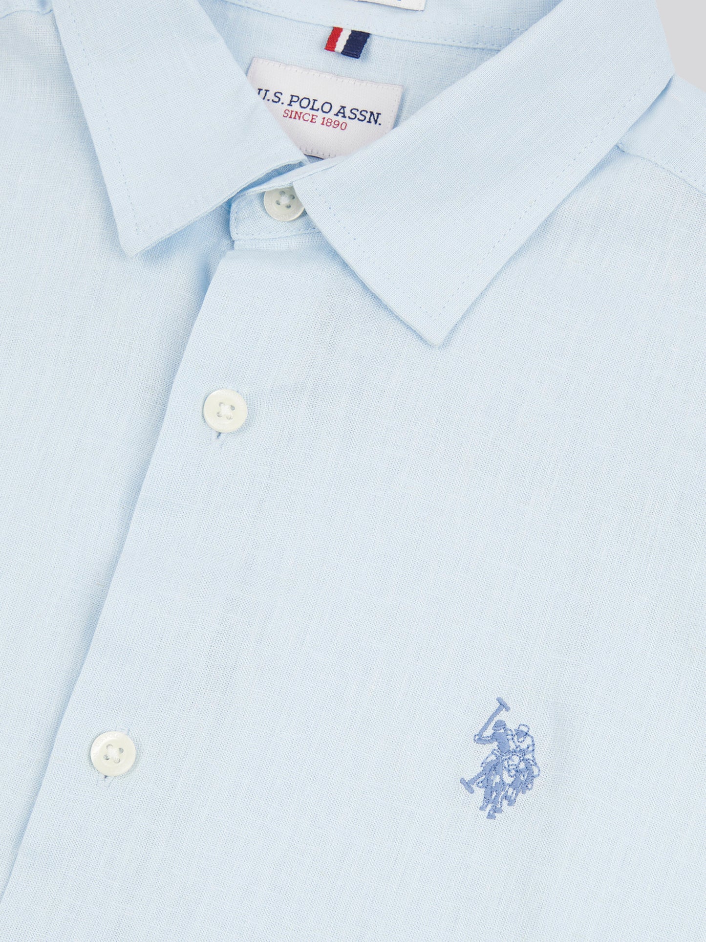 Mens Linen Blend Shirt Ice Blue