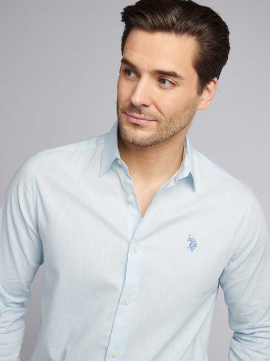 Mens Linen Blend Shirt Ice Water