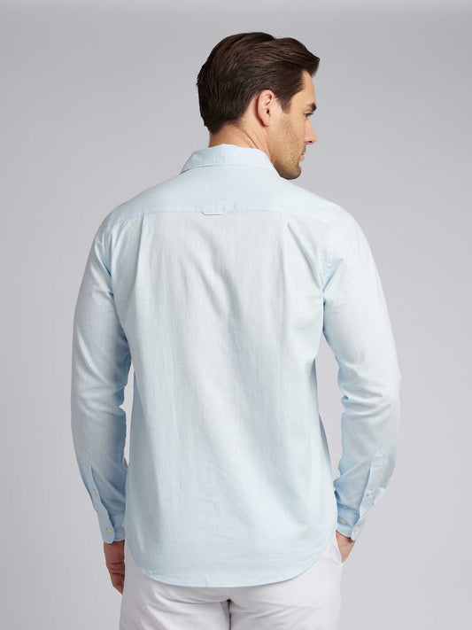 Mens Linen Blend Shirt Ice Water