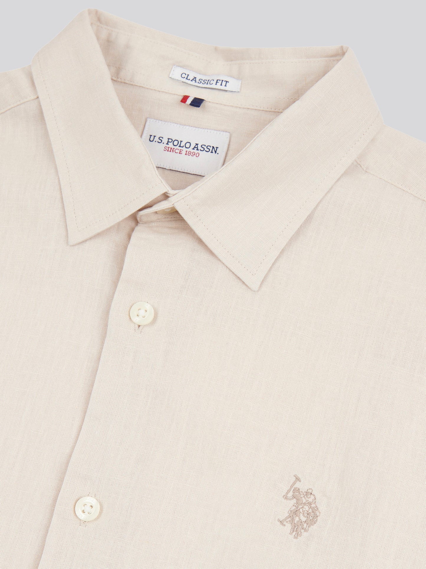 Mens Linen Blend Shirt Beige