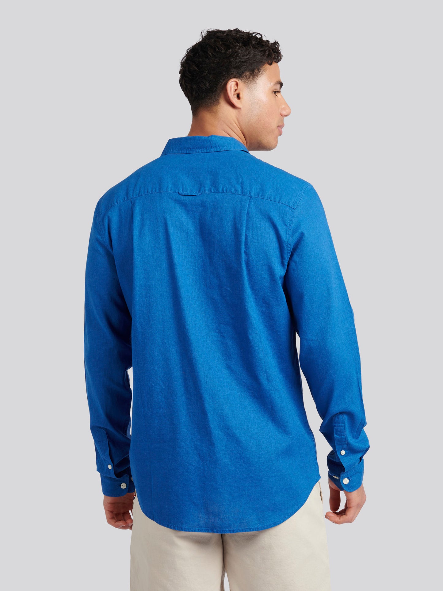 Mens Linen Blend Shirt Deja Vu Blue