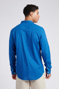 Mens Linen Blend Shirt in Deja Vu Blue