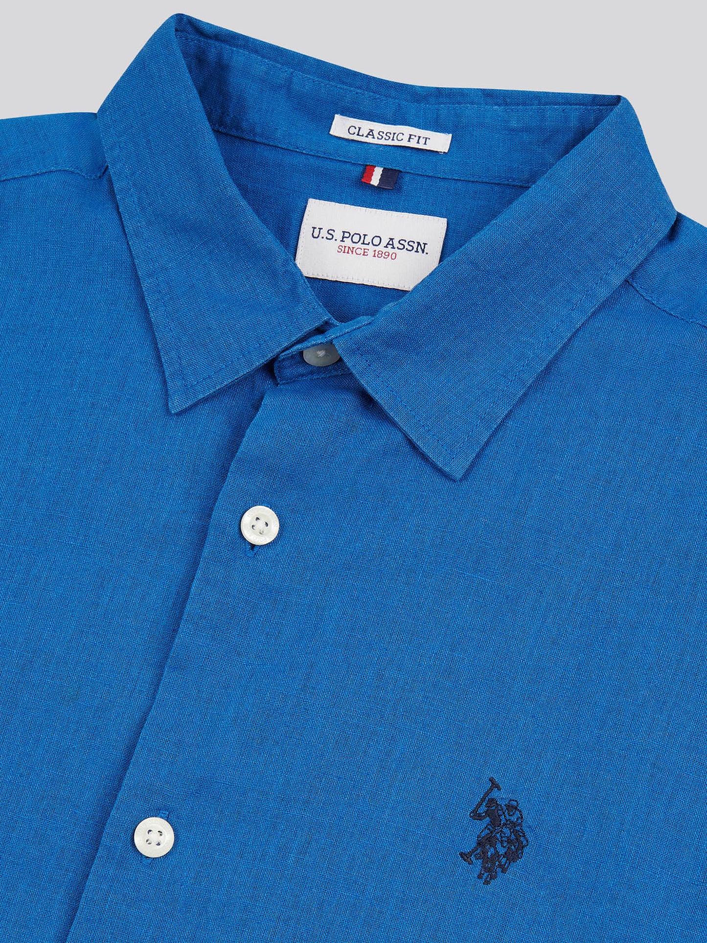 Mens Linen Blend Shirt Deja Vu Blue