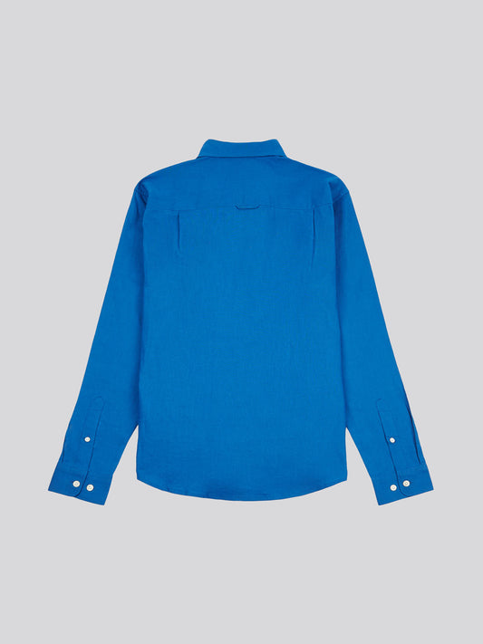Mens Linen Blend Shirt in Deja Vu Blue