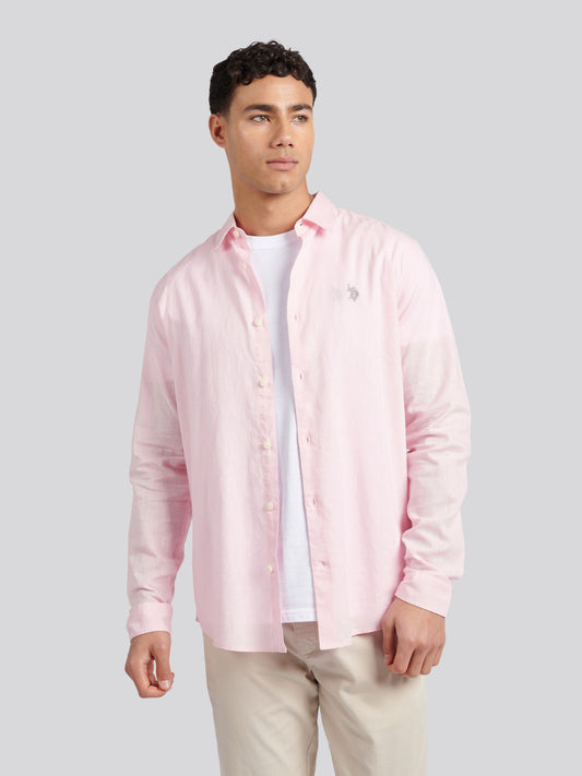 Mens Linen Blend Shirt Pink a Boo