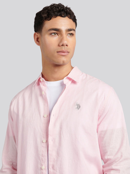 Mens Linen Blend Shirt Pink a Boo