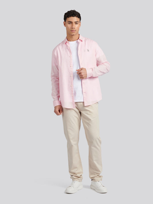 Mens Linen Blend Shirt Pink a Boo