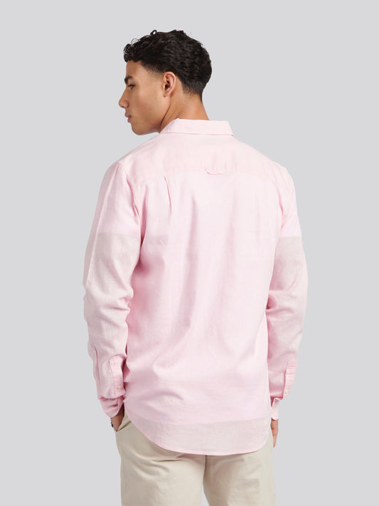 Mens Linen Blend Shirt Pink a Boo