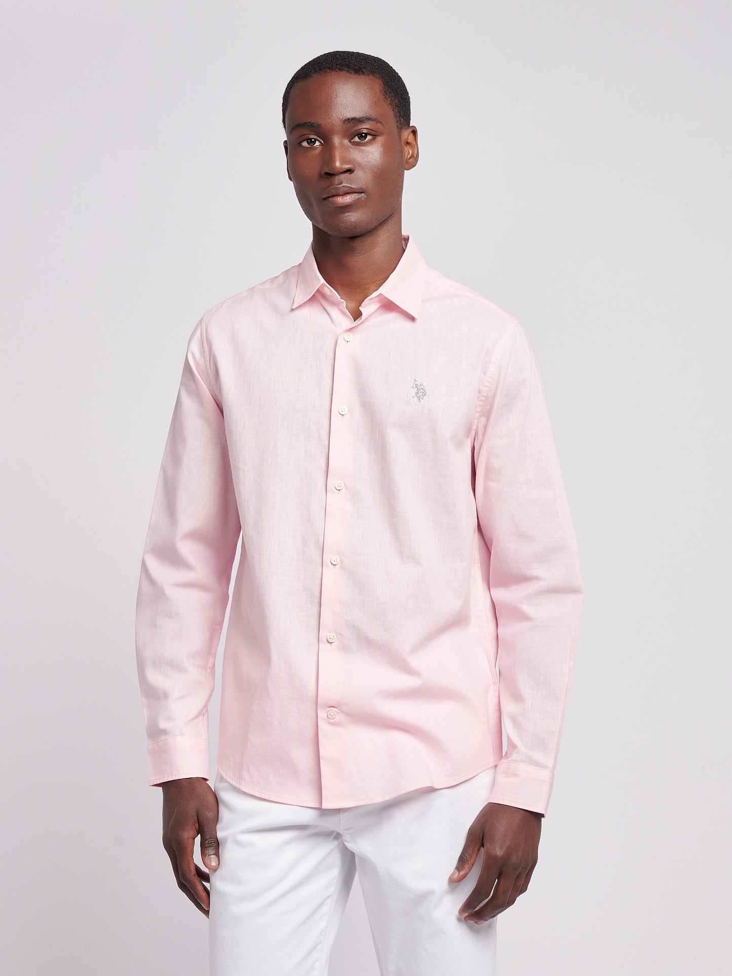Mens Linen Blend Shirt in Pink a Boo