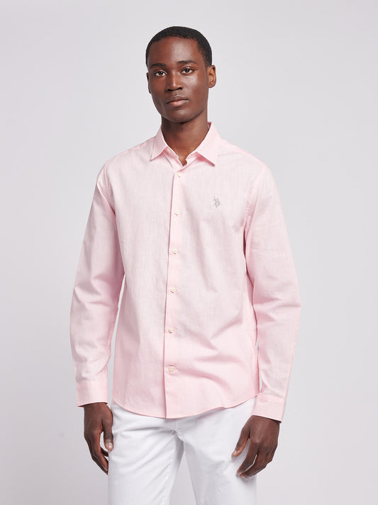 Mens Linen Blend Shirt in Pink a Boo