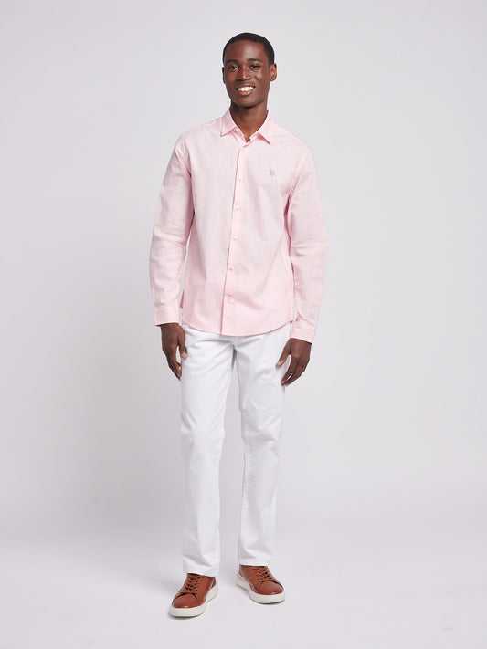 Mens Linen Blend Shirt in Pink a Boo