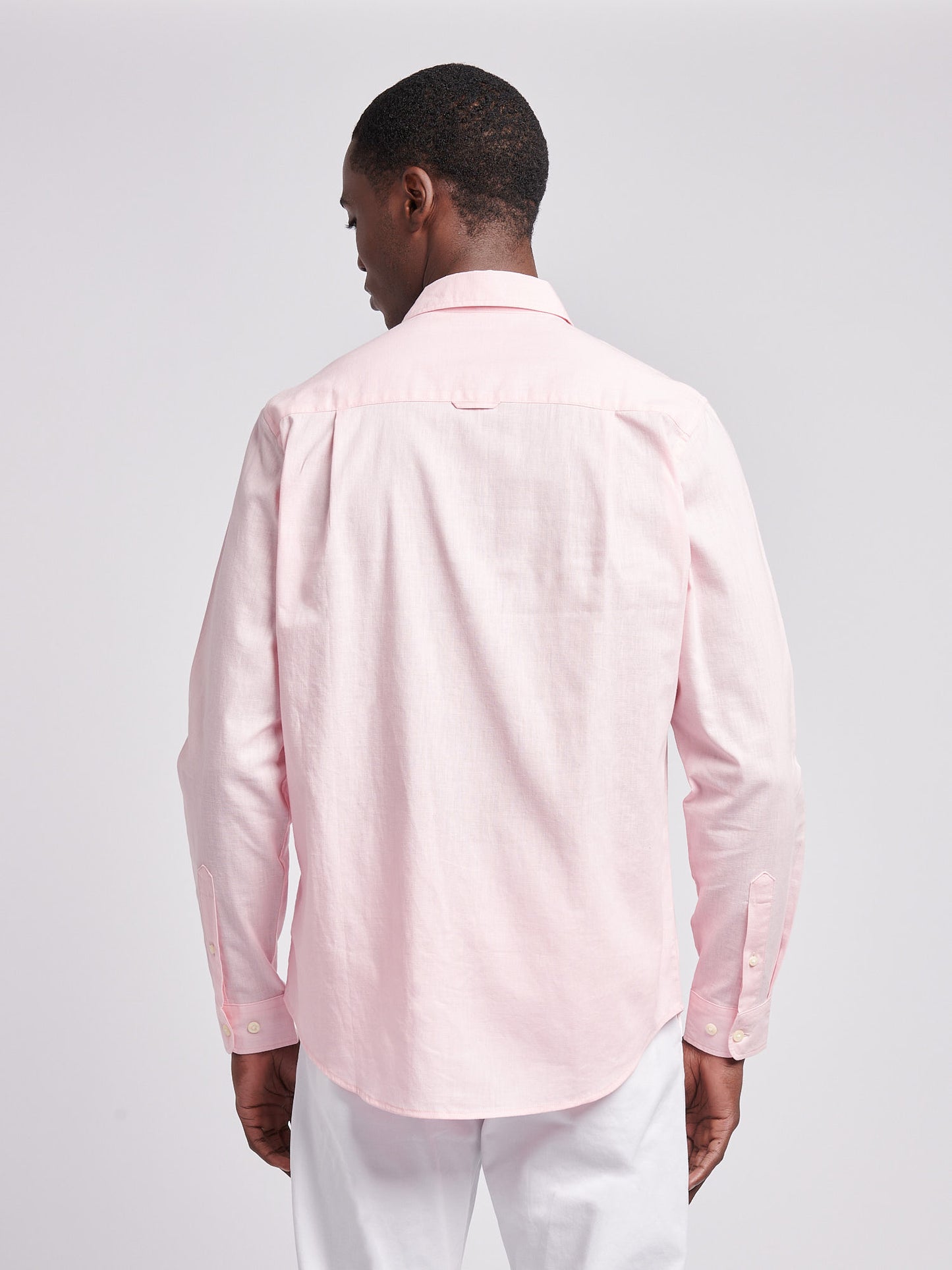 Mens Linen Blend Shirt in Pink a Boo