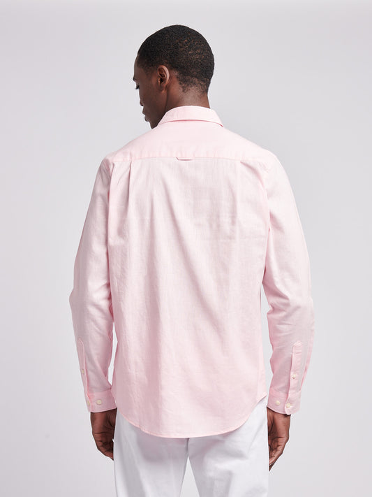 Mens Linen Blend Shirt in Pink a Boo