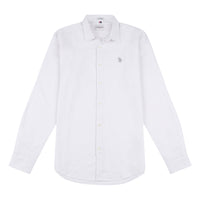 Mens Linen Blend Shirt in White / Harbour Mist DHM