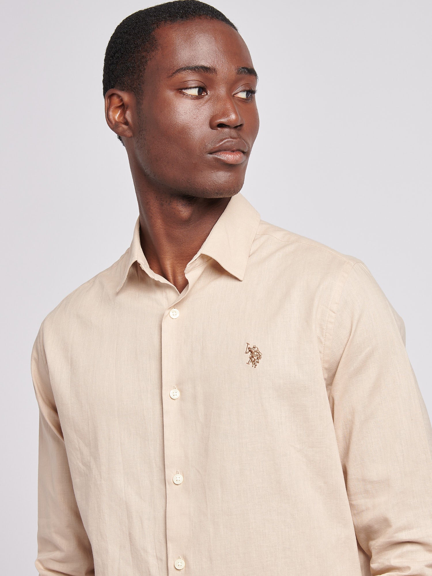 Mens Linen Blend Shirt Doeskin – U.S. Polo Assn. UK