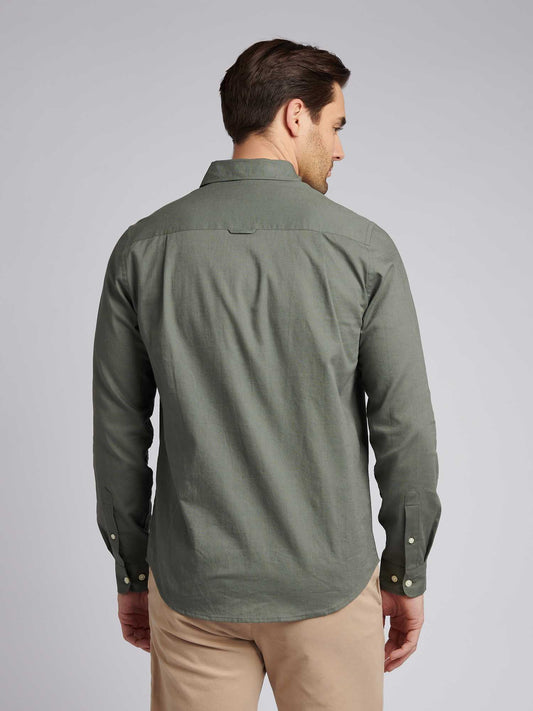 Mens Linen Blend Shirt Mulled Basil