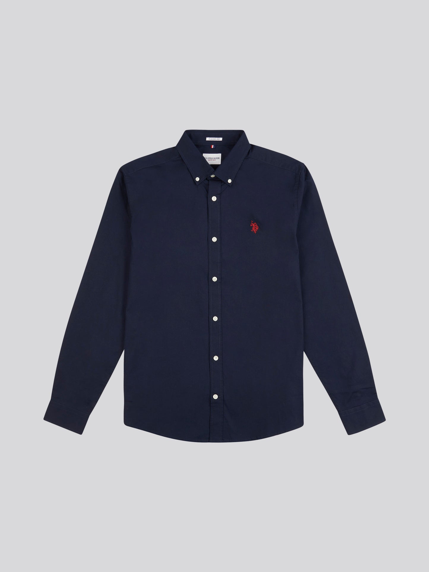 Mens Stretch Cotton Poplin Shirt Dark Sapphire Navy / Haute Red DHM